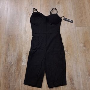 Haute Monde Black Strapless Biker Short Corset Romper / Jumpsuit Size Small NWT